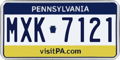 PA license plate MXK7121