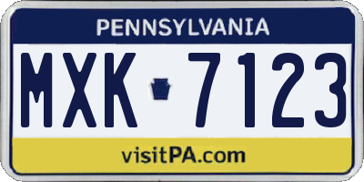 PA license plate MXK7123