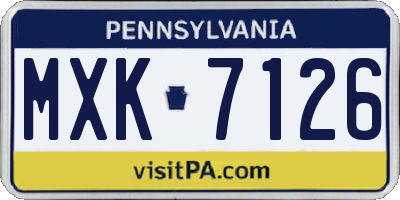PA license plate MXK7126