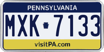 PA license plate MXK7133