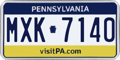 PA license plate MXK7140
