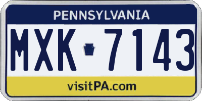 PA license plate MXK7143