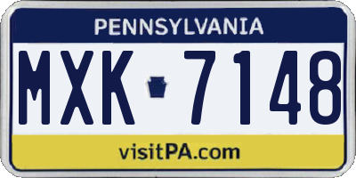 PA license plate MXK7148