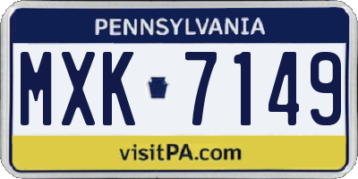 PA license plate MXK7149