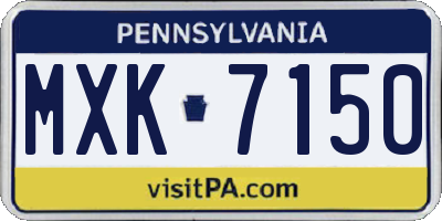 PA license plate MXK7150