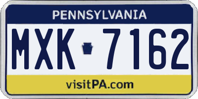 PA license plate MXK7162