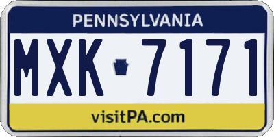 PA license plate MXK7171