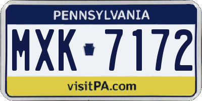 PA license plate MXK7172