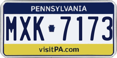 PA license plate MXK7173