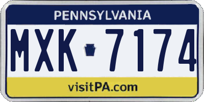 PA license plate MXK7174
