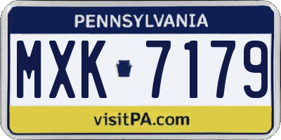 PA license plate MXK7179