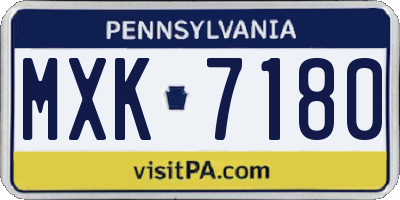PA license plate MXK7180