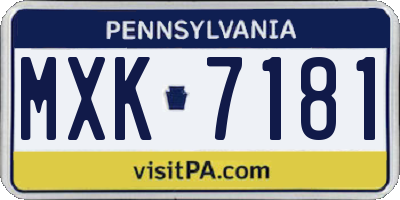 PA license plate MXK7181