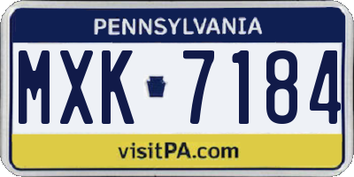 PA license plate MXK7184