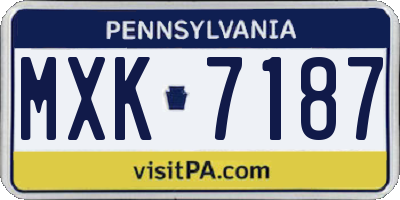 PA license plate MXK7187