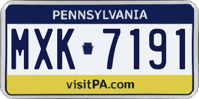 PA license plate MXK7191