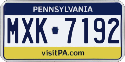 PA license plate MXK7192