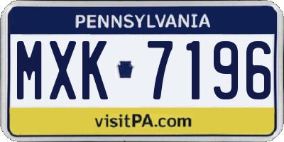 PA license plate MXK7196
