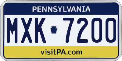 PA license plate MXK7200