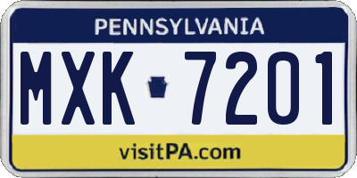 PA license plate MXK7201