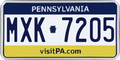 PA license plate MXK7205