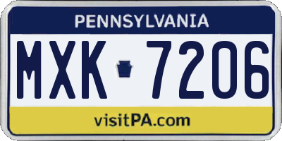 PA license plate MXK7206