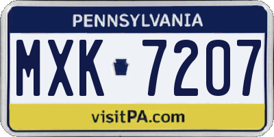 PA license plate MXK7207