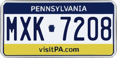 PA license plate MXK7208