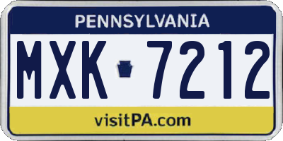 PA license plate MXK7212