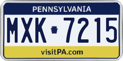PA license plate MXK7215