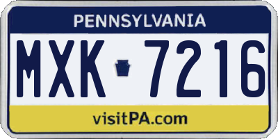 PA license plate MXK7216