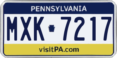 PA license plate MXK7217