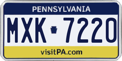 PA license plate MXK7220