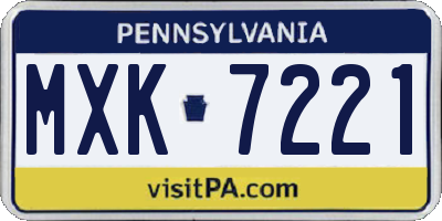PA license plate MXK7221