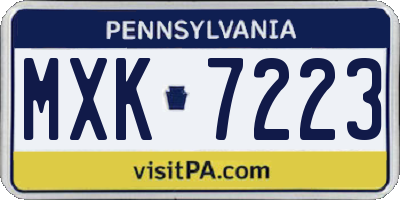 PA license plate MXK7223