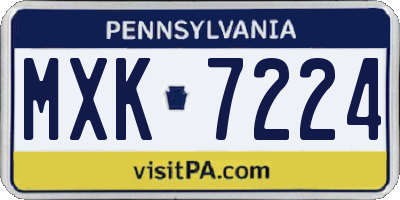PA license plate MXK7224
