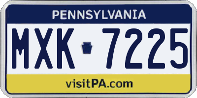 PA license plate MXK7225