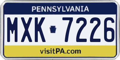 PA license plate MXK7226