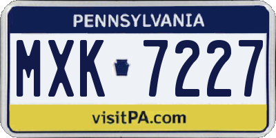 PA license plate MXK7227