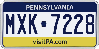 PA license plate MXK7228