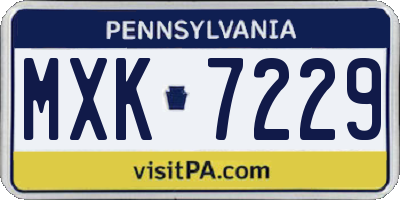 PA license plate MXK7229