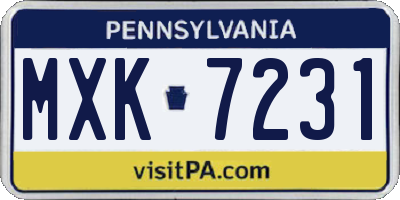 PA license plate MXK7231