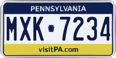 PA license plate MXK7234