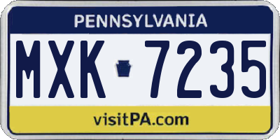 PA license plate MXK7235