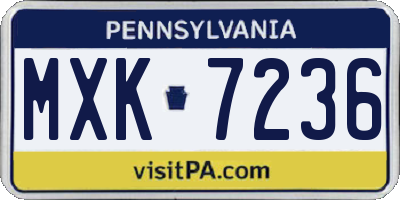 PA license plate MXK7236