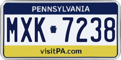 PA license plate MXK7238