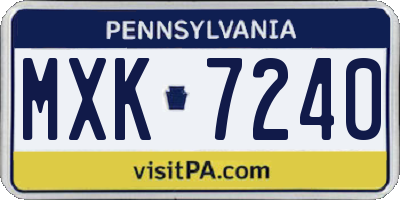 PA license plate MXK7240
