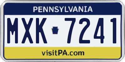 PA license plate MXK7241