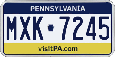 PA license plate MXK7245