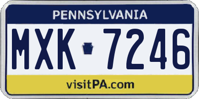 PA license plate MXK7246